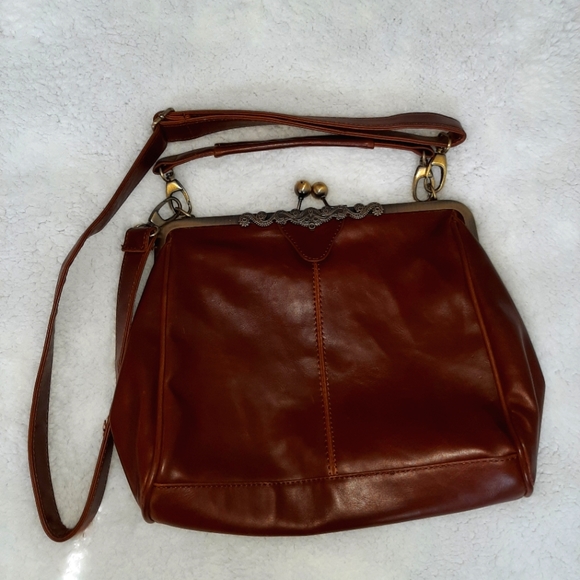 Vintage style leather satchel bag - Picture 2 of 2